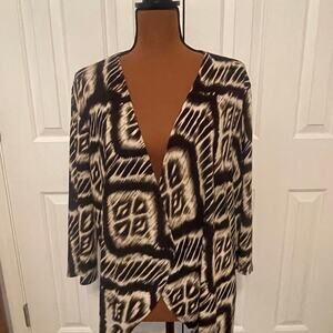 Chico's Easywear Ikat/Abstract Print 3/4 Sleeve Cardigan, Size 3